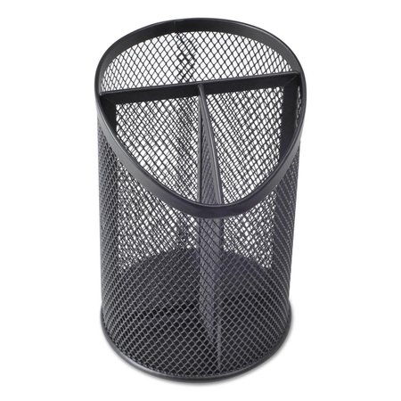 UNIVERSAL OFFICE PRODUCTS UNV 4 x 6 in. Metal Mesh 3 Compartment Pencil CupBlack 20019
